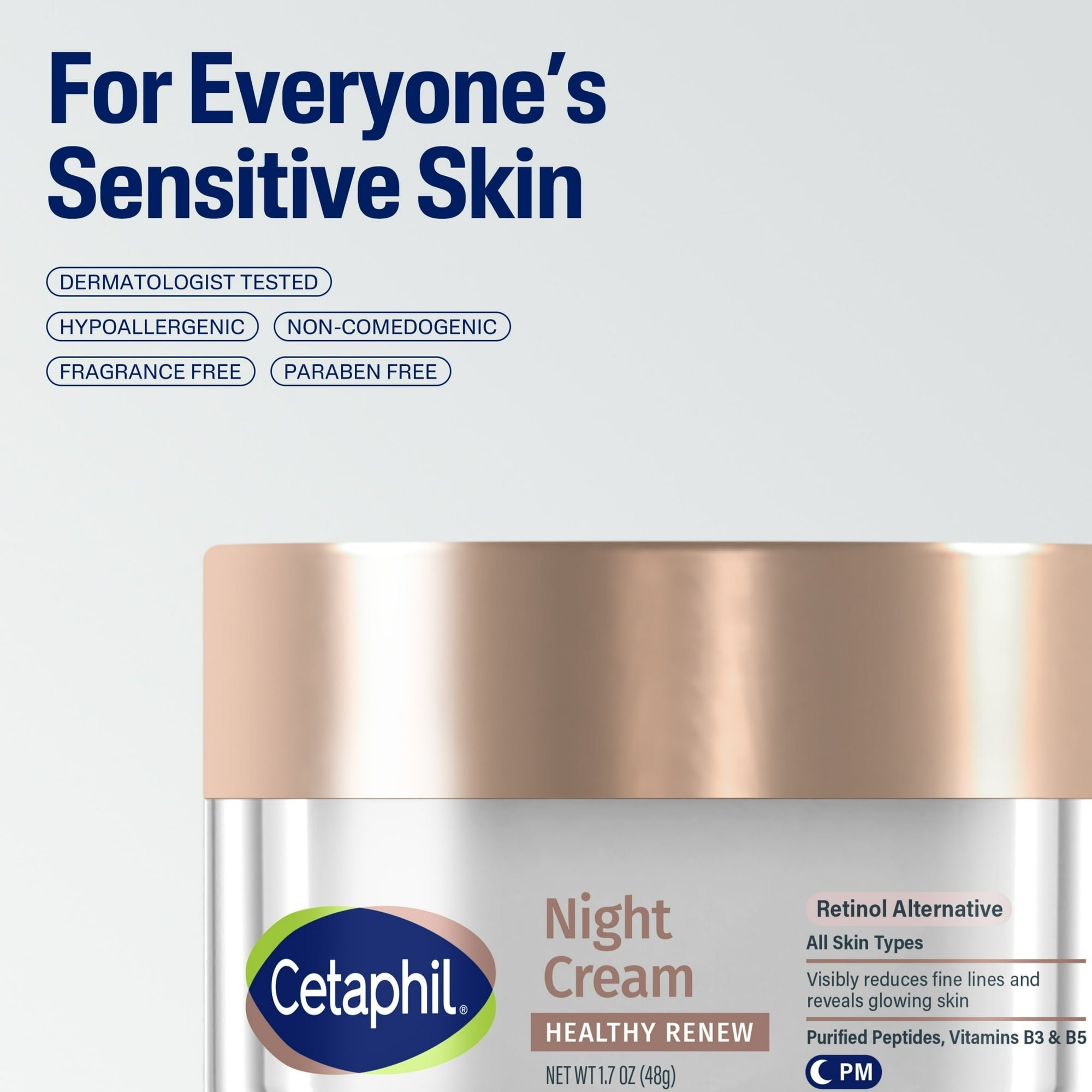 Cetaphil Healthy Renew Night Cream for Sensitive Skin with Anti-Aging, 1.7 oz