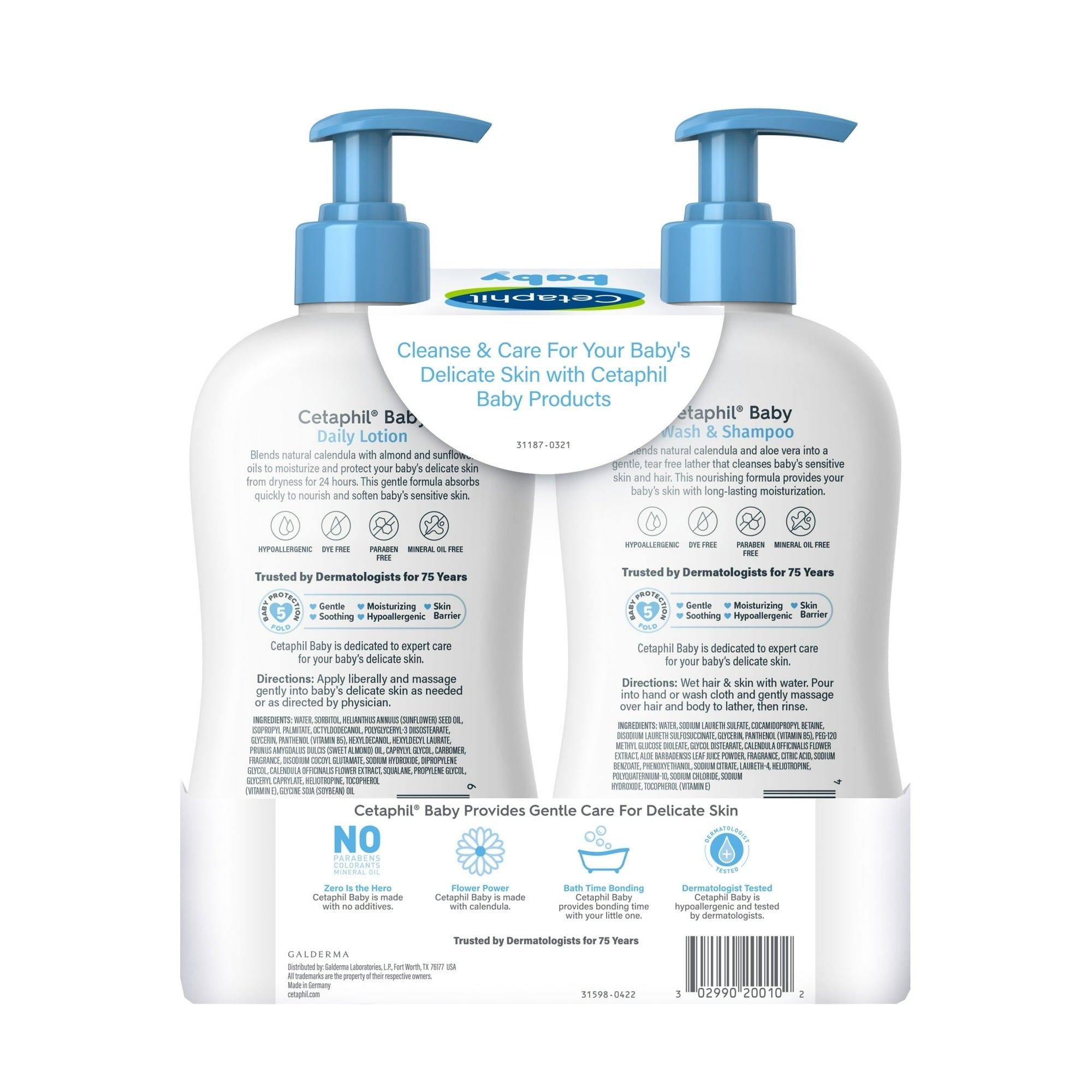 Cetaphil Baby Healthy Skin Essentials Set, Includes Baby Wash & Shampoo and Daily Body Lotion, 2 Items