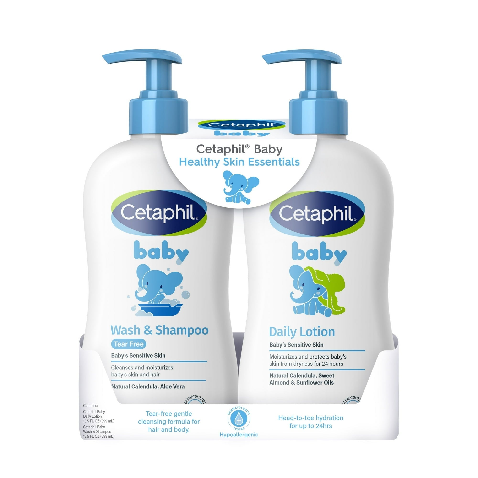 Cetaphil Baby Healthy Skin Essentials Set, Includes Baby Wash & Shampoo and Daily Body Lotion, 2 Items