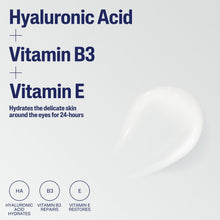 White gel scoop illustration with Hyaluronic Acid, Vitamin B3 and Vitamin E