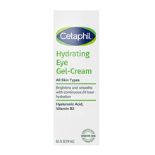 Cetaphil Hydrating Eye Gel-Cream box, 0.5 fl oz, white with green label