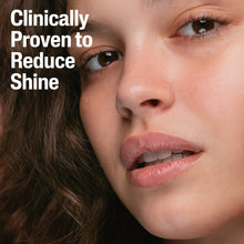 Face close-up with hydrated, less-shiny skin near eye and lips