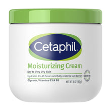 Cetaphil Moisturizing Cream jar front, green cap, dry to very dry skin, 16 oz