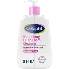 Cetaphil nourishing oil-to-foam facial cleanser bottle, pink pump, 8 fl oz
