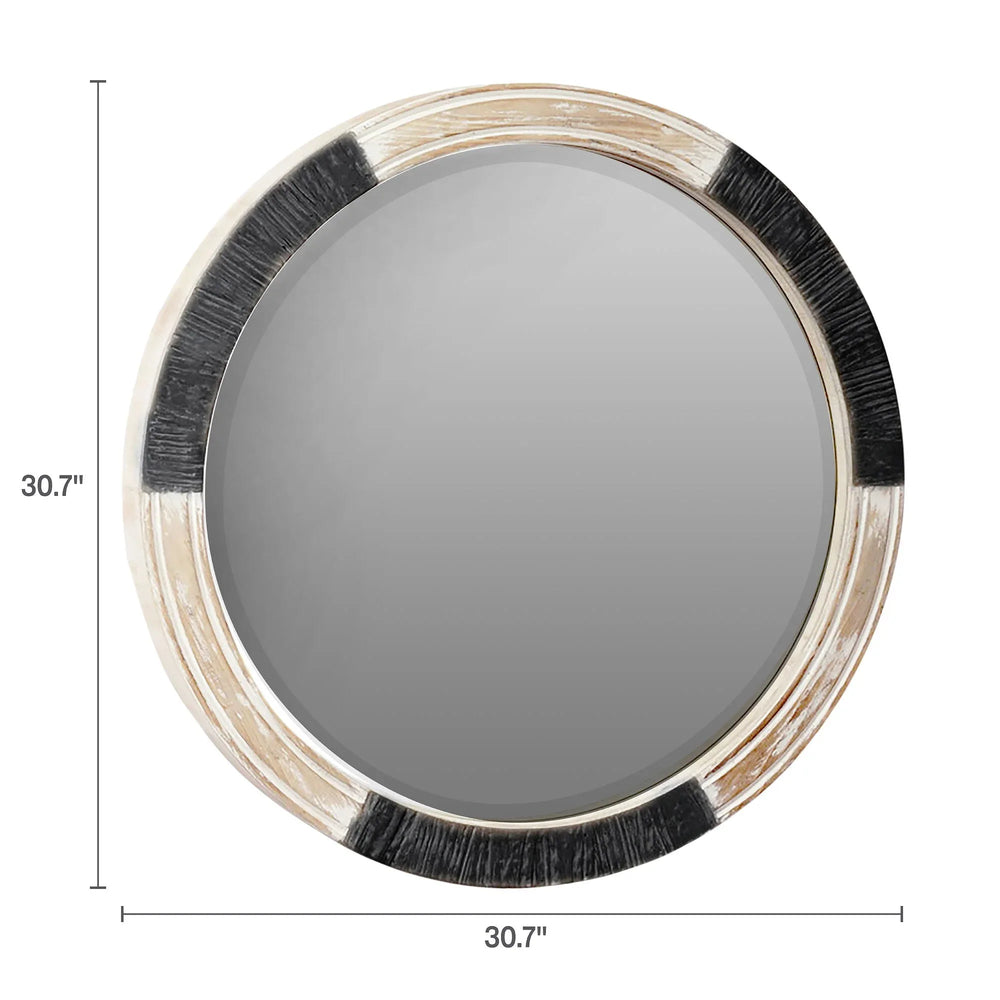Chadwick 30" Round Wood Mirror - USA MEGA SHOP