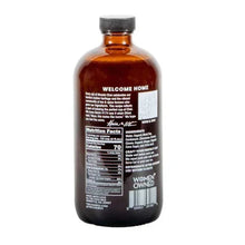Chai concentrate bottle back label on dark amber glass