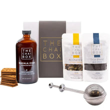 Chai concentrate bottle with dark amber glass and Masala Chai label