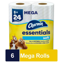 Charmin Essentials soft toilet paper, Mega roll pack with 6 count on package