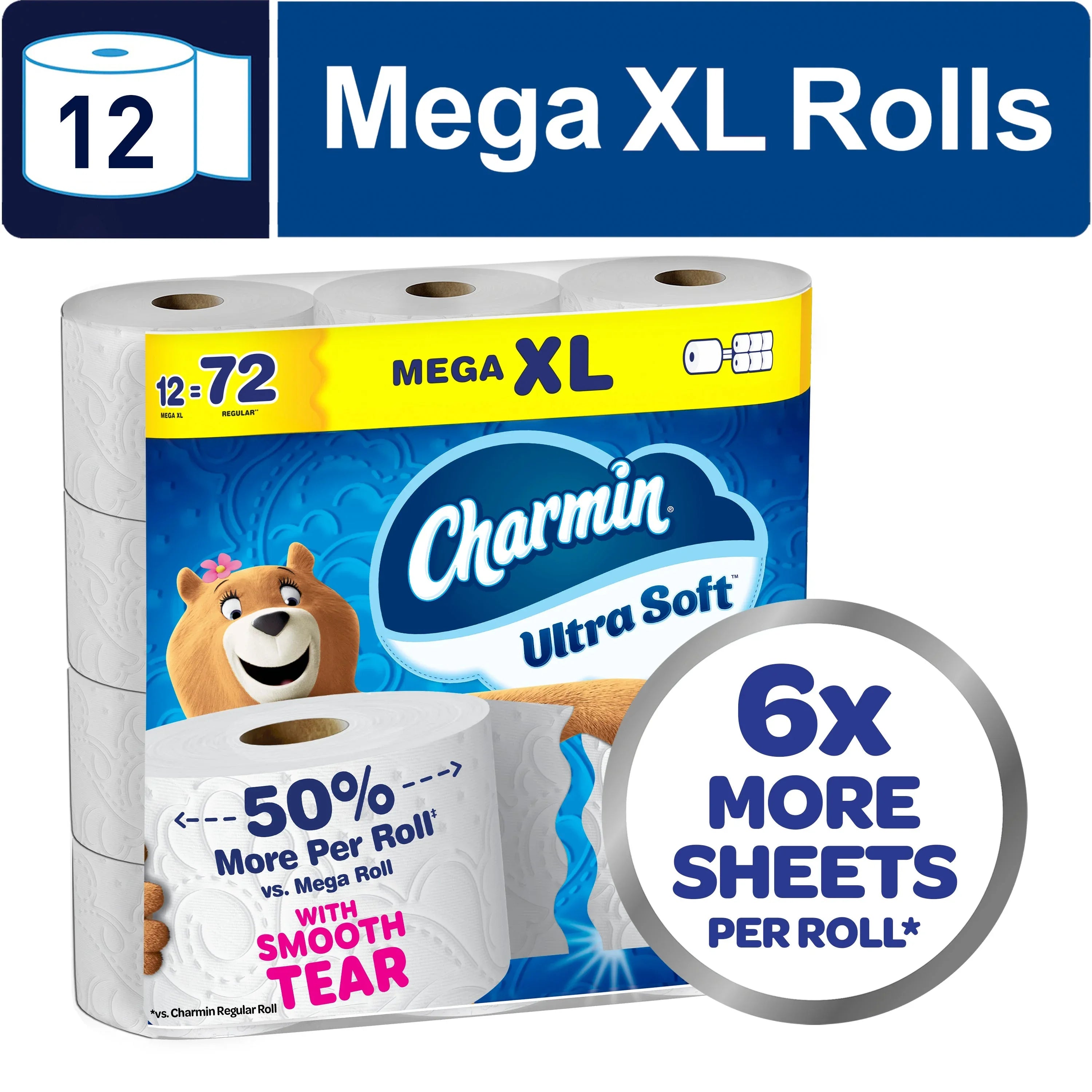 Charmin Toilet Paper Ultra Soft, 12 Mega XL Rolls, 2-Ply Bath Tissue - USA MEGA SHOP