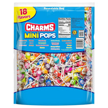 Mini candy pops resealable bag back with nutrition facts panel and barcode