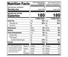 Nutrition Facts label for cheese snack packs with 1 pack (43 g)