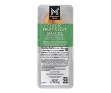 Resealable snack pack for cheese, fruit & nut snacks with Nutrition Facts