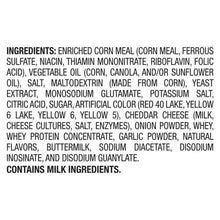 Flamin' Hot Cheetos ingredients panel on snack bag with ingredient list text