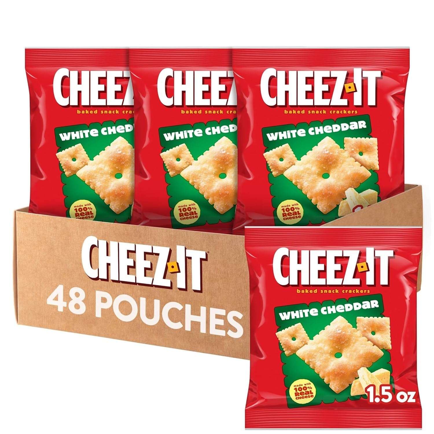 Cheez-It galletas saladas de queso, galletas horneadas, aperitivos para el almuerzo, sabor queso cheddar blanco