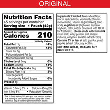 Nutrition Facts panel for baked snack crackers, 45 servings per container