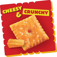 Cheez-It snack crackers graphic with large golden crackers and cheesy cubes