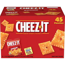 Cheez-It baked snack crackers box with golden cracker graphics and 45 pouches