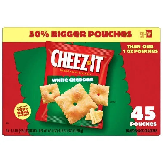 Cheez-It White Cheddar Baked Snack Cracker, 1.5 oz, 45-count - USA MEGA SHOP
