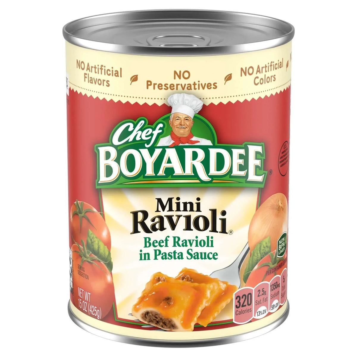 Chef Boyardee Mini Ravioli, Beef Ravioli in Pasta Sauce, Ready-to-Eat Meal, 15 oz. Can - USA MEGA SHOP