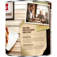 Hot dog chili sauce can with customer photo and serving notes label