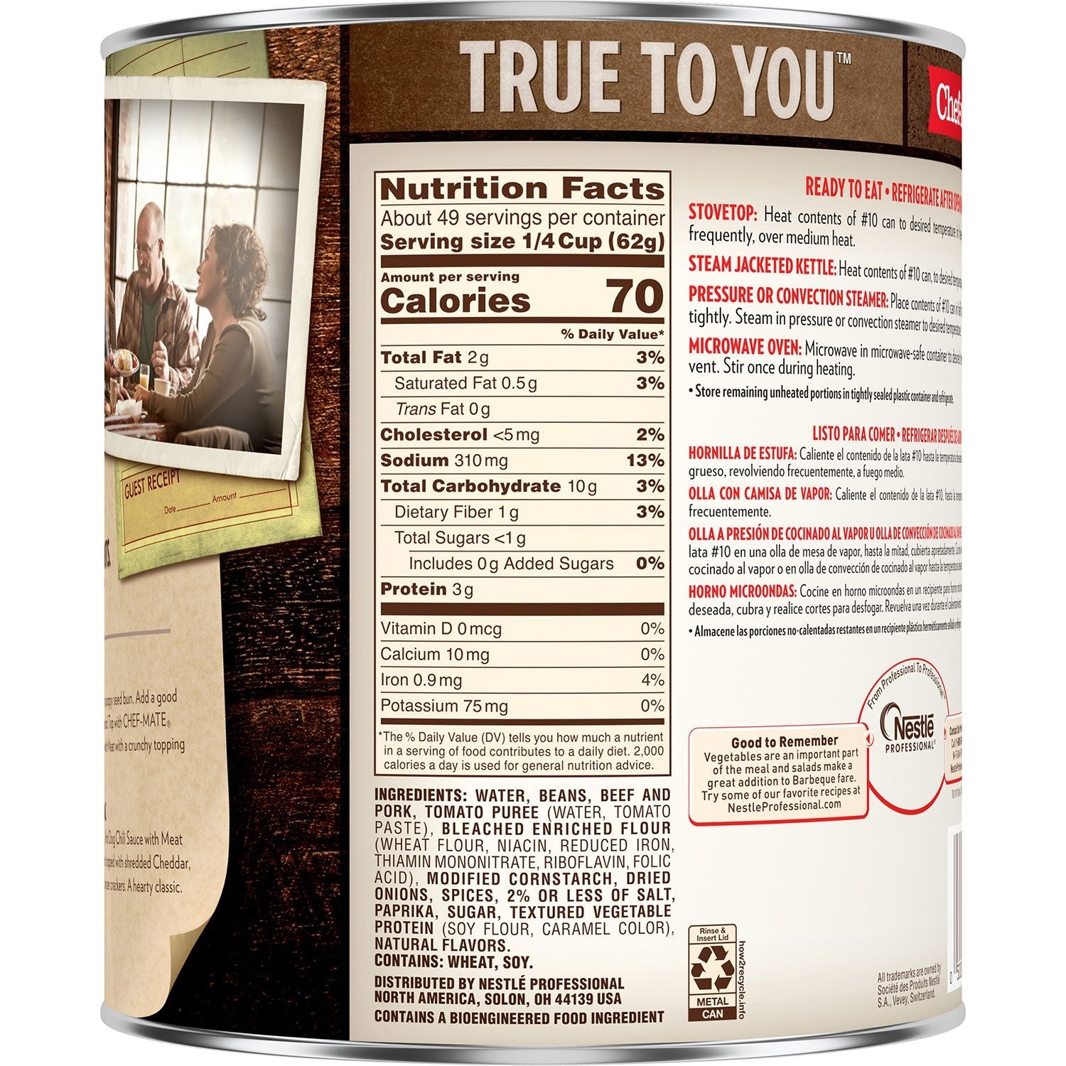 Chef-mate Hot Dog Chili Sauce With Beef 108 oz.