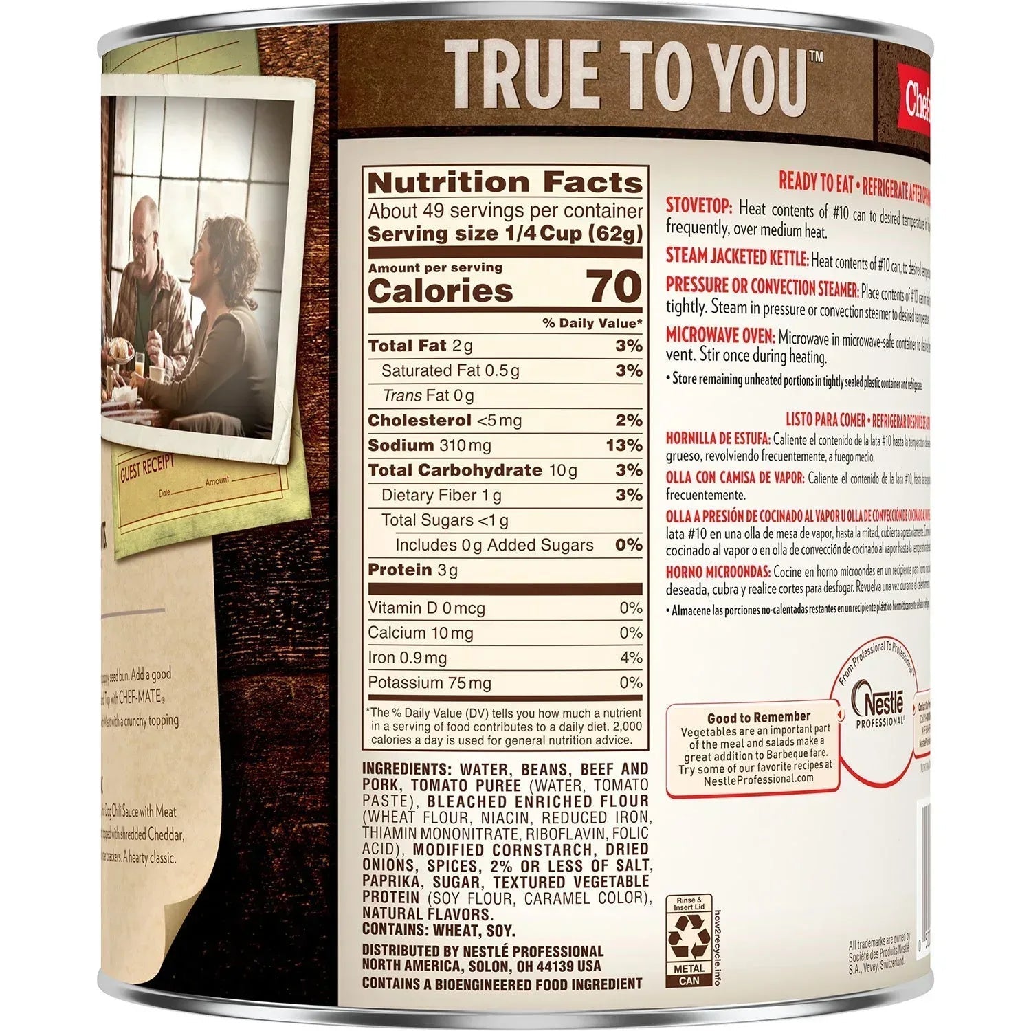 Chef-mate Hot Dog Chili Sauce With Beef 108 oz.