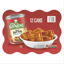 12 beef ravioli in pasta sauce can pack with bowl and icons