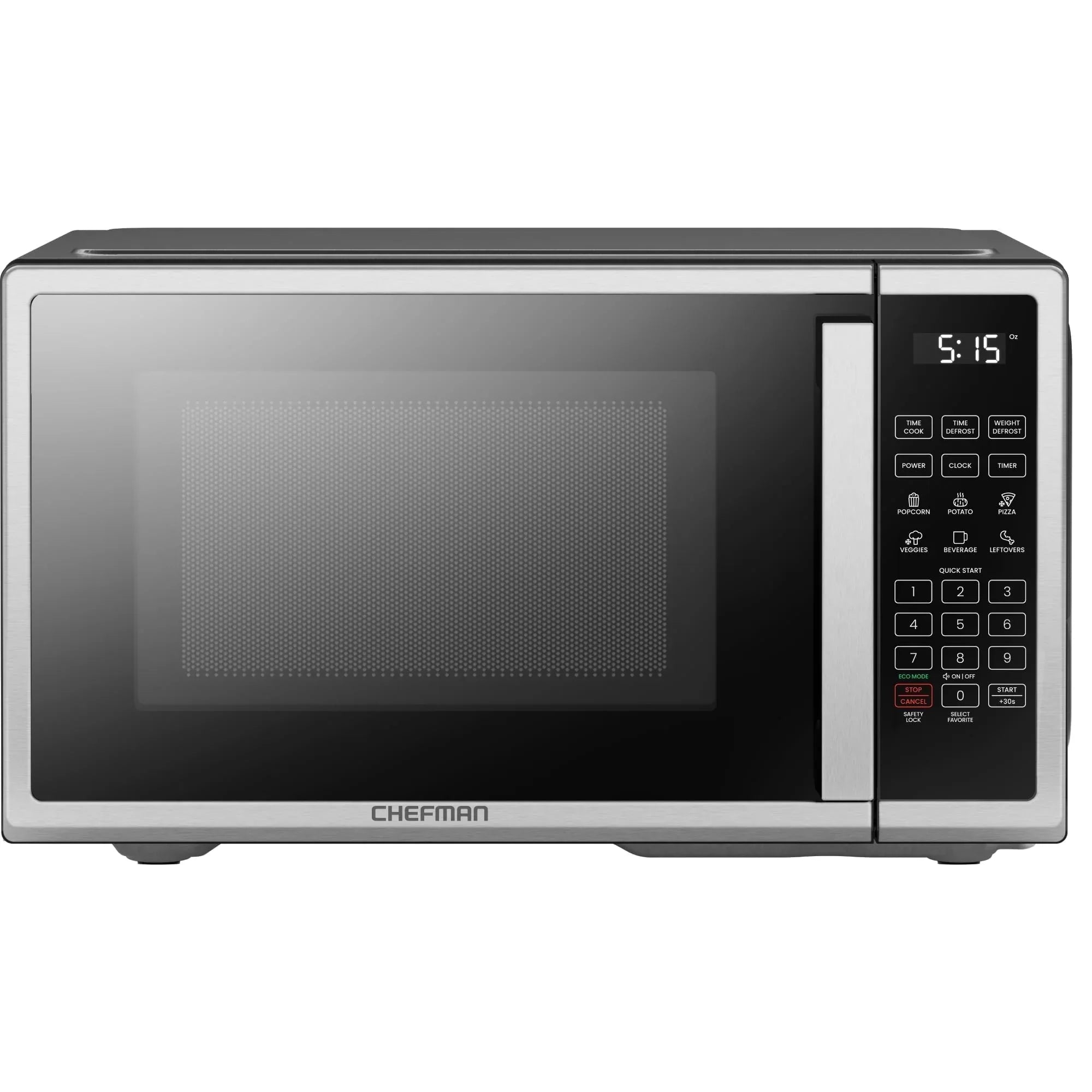 Chefman 0.9 Cu ft Countertop Microwave Oven, 900 Watts - Stainless Steel - USA MEGA SHOP