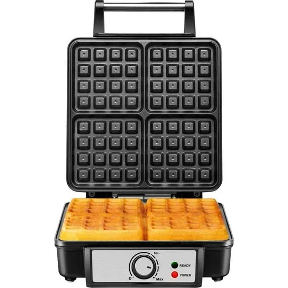 Chefman 4 Slice Belgian Waffle Maker w/ Adjustable Temperature, Stainless Steel