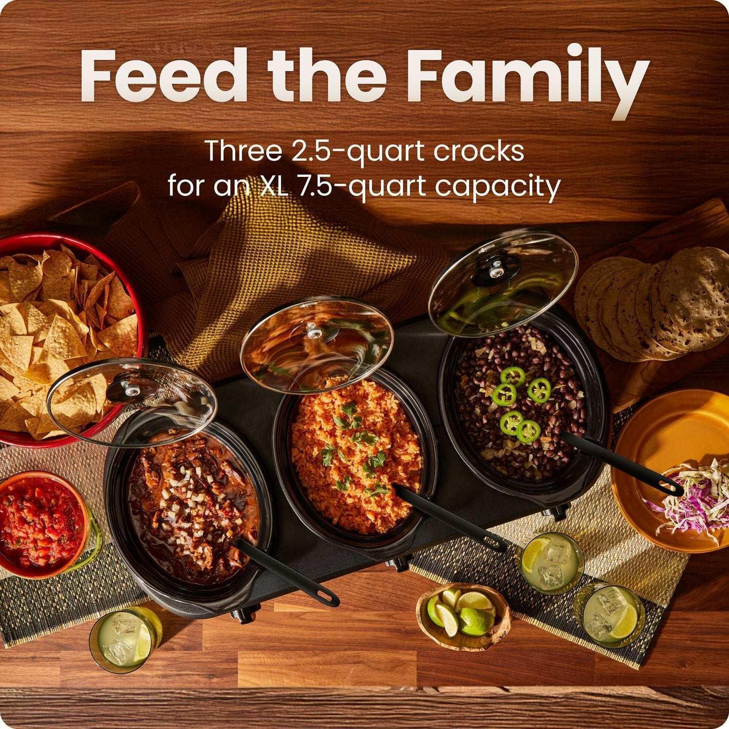 Chefman Stainless Steel Triple Slow Cooker & Buffet Server