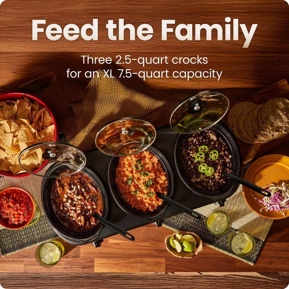 Chefman Stainless Steel Triple Slow Cooker & Buffet Server - USA MEGA SHOP