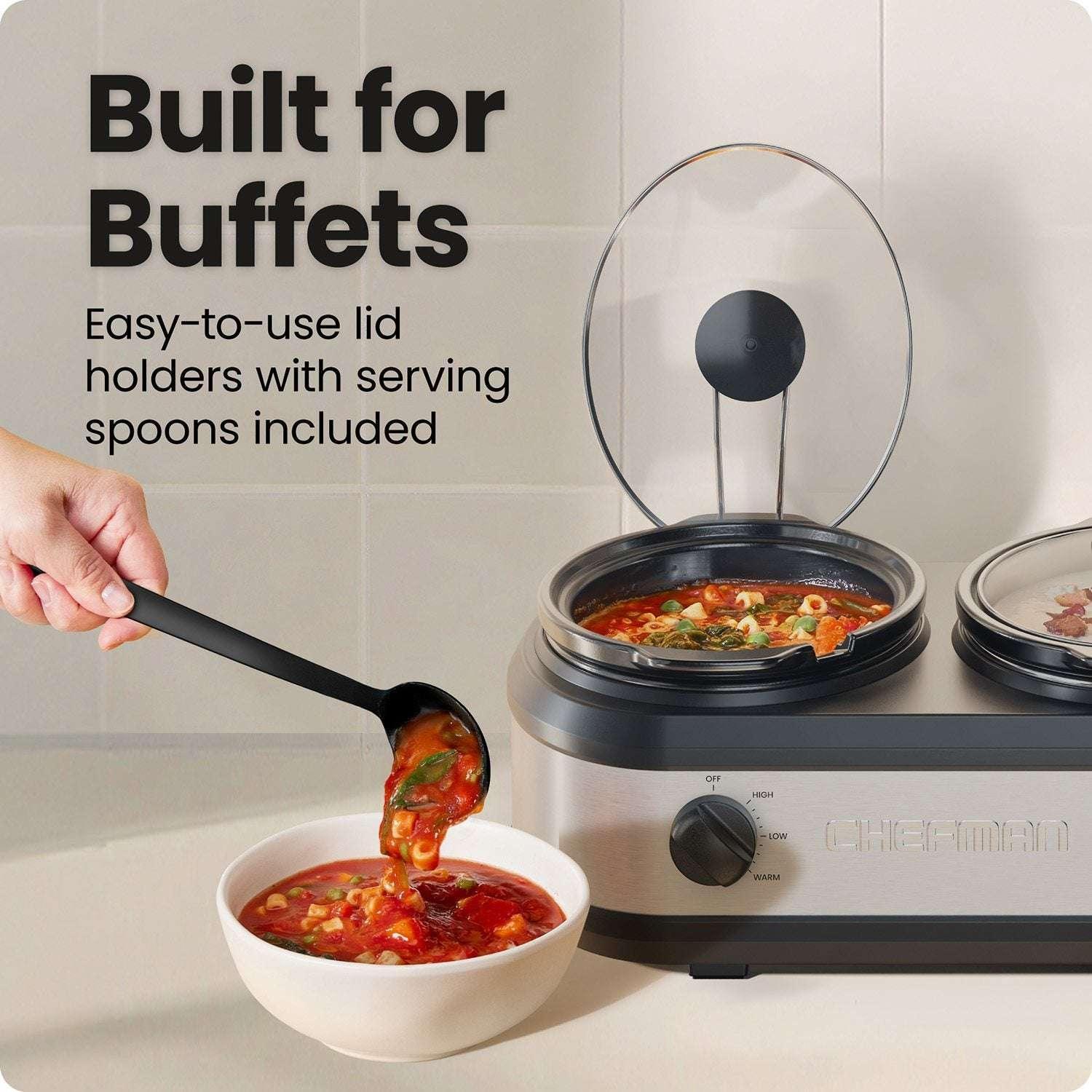 Chefman Stainless Steel Triple Slow Cooker & Buffet Server - USA MEGA SHOP
