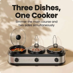 Chefman Stainless Steel Triple Slow Cooker & Buffet Server - USA MEGA SHOP