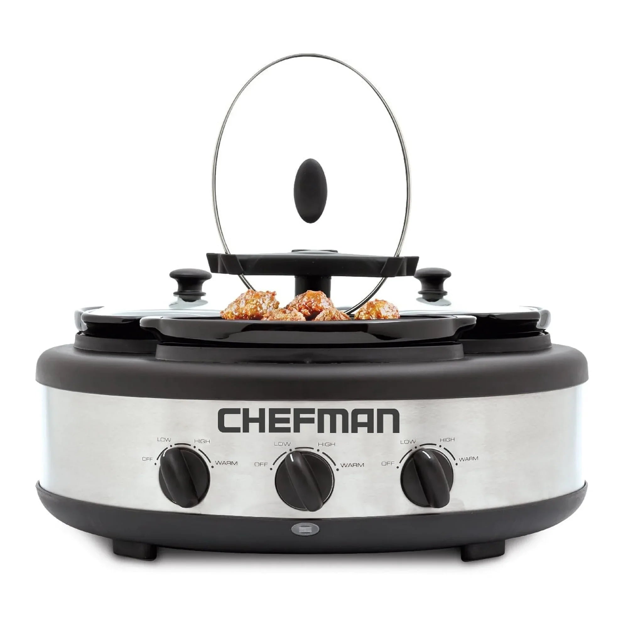 Chefman Triple Slow Cooker - Stainless Steel