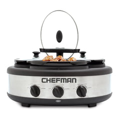 Chefman Triple Slow Cooker - Stainless Steel