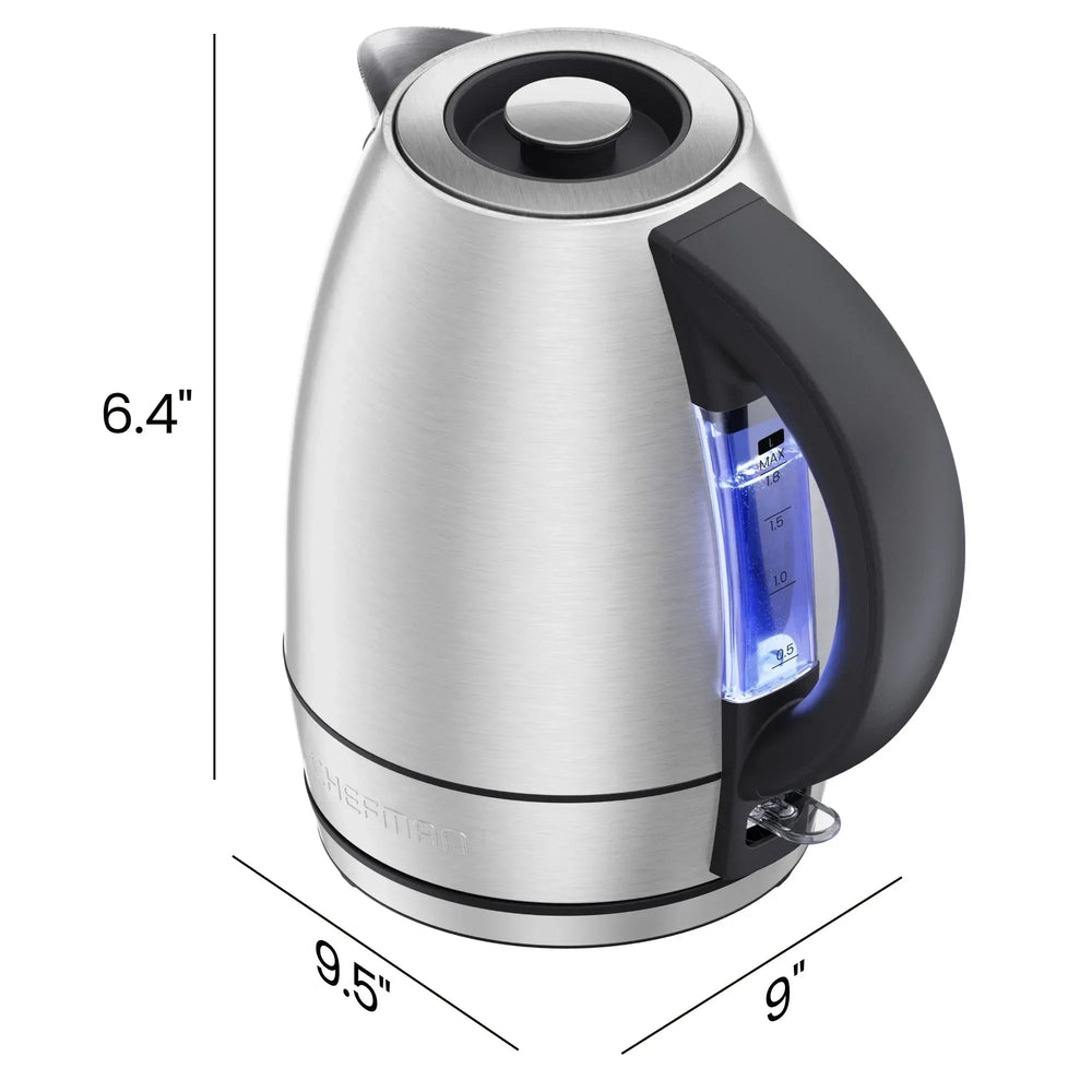 Chefman 1.8 Liter Electric Kettle, 1500W Rapid Water Boiler with Lift-Out Lid ‚Äì Stainless Steel - USA MEGA SHOP