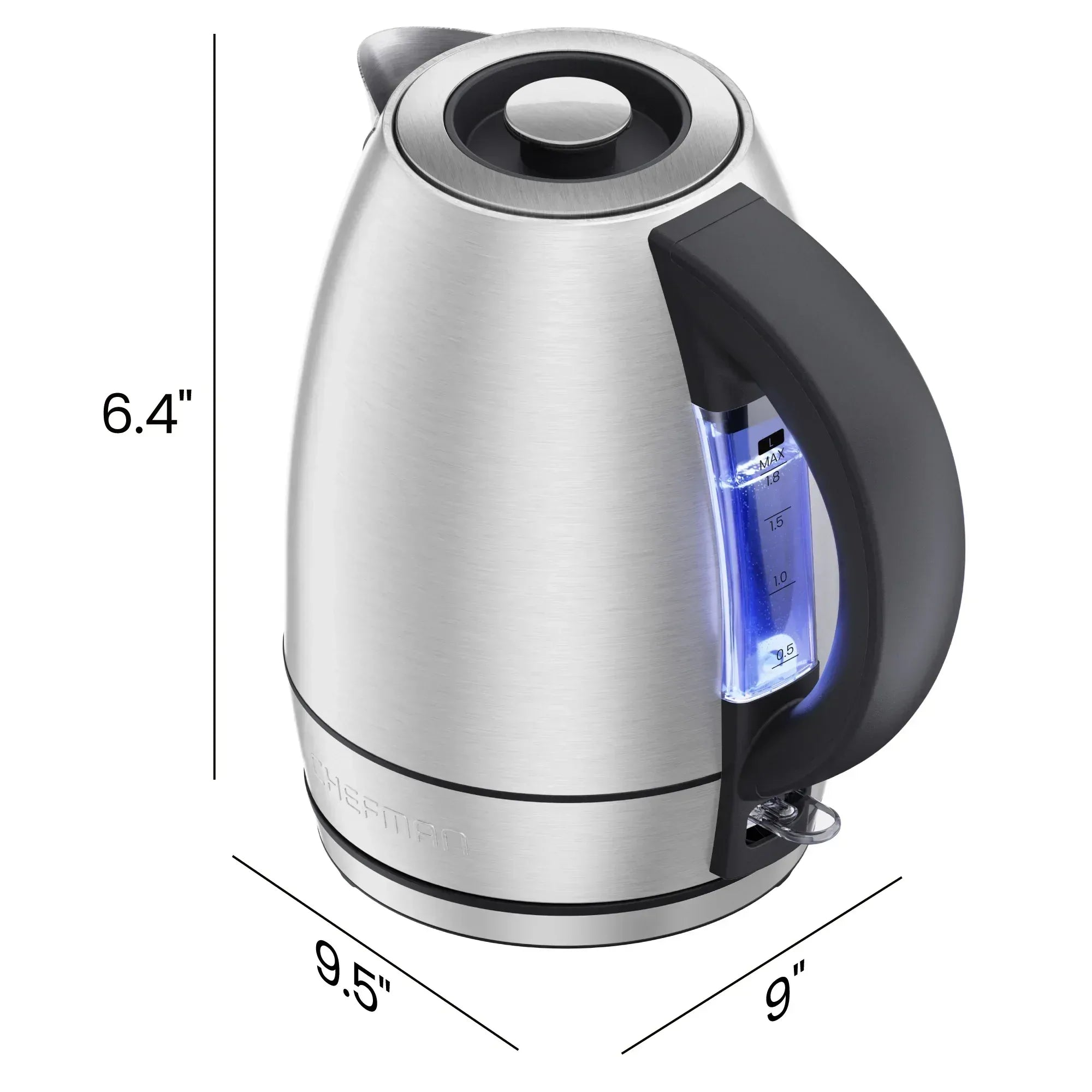 Chefman 1.8 Liter Electric Kettle, 1500W Rapid Water Boiler with Lift-Out Lid – Stainless Steel