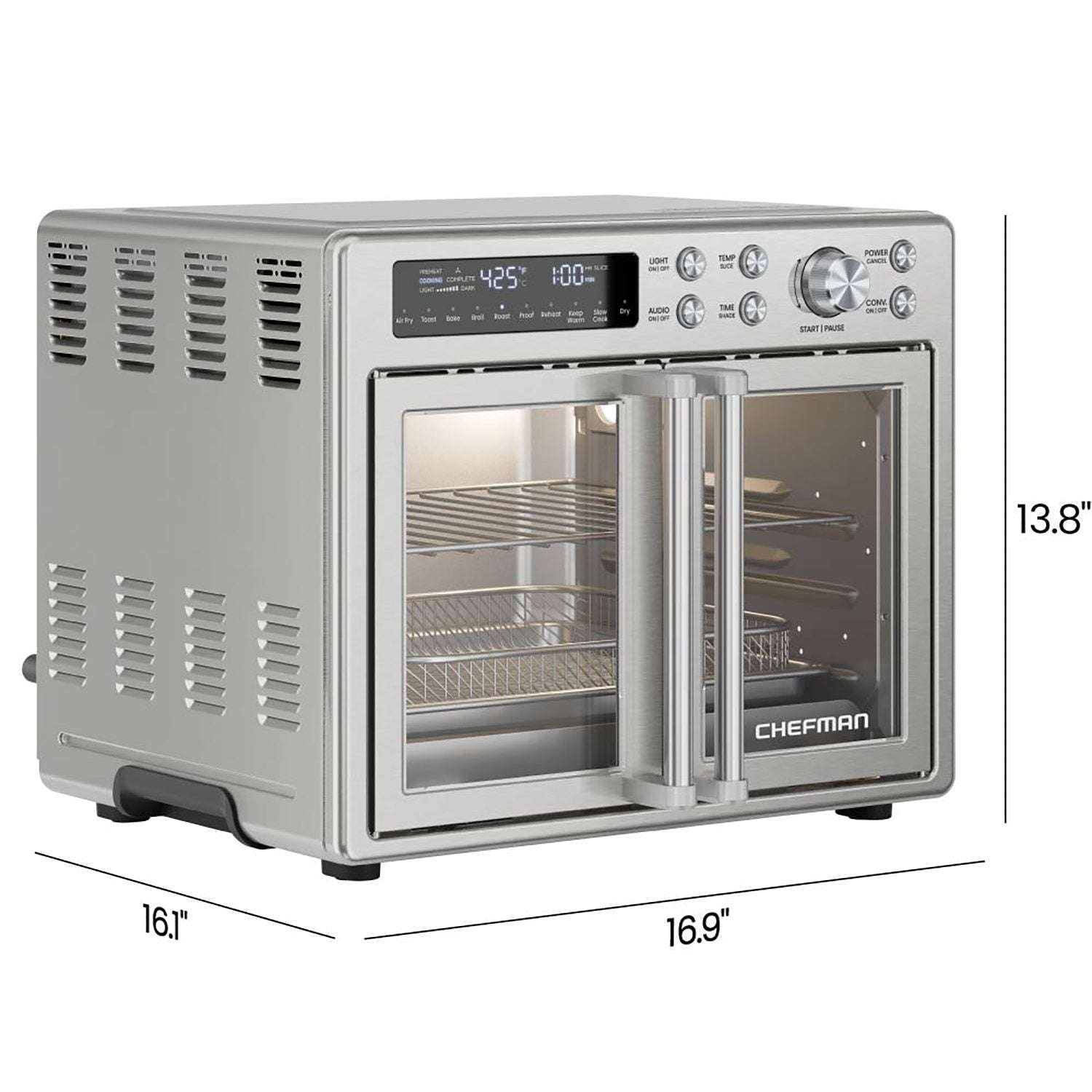 Chefman 10-in-1 Stainless Steel French Door Toaster Oven Air Fryer