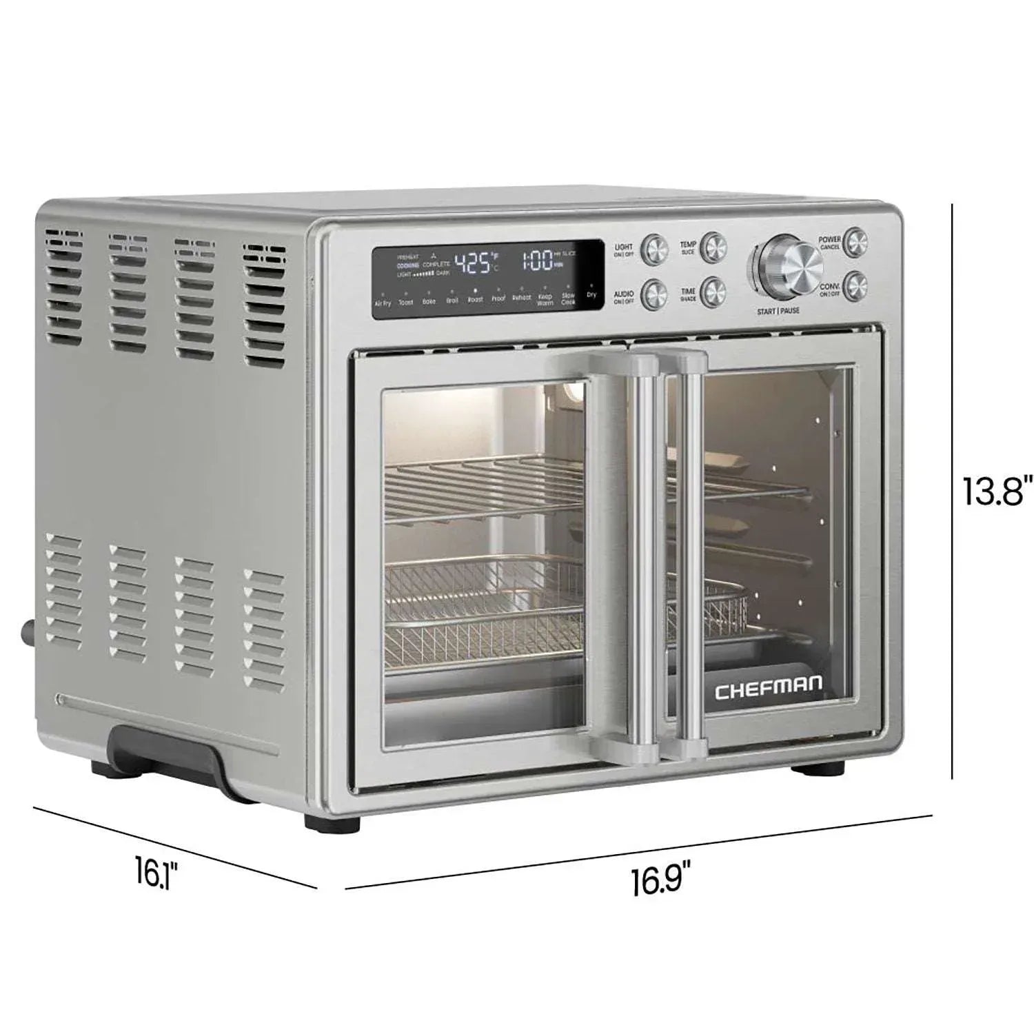 Chefman 10-in-1 Stainless Steel French Door Toaster Oven Air Fryer