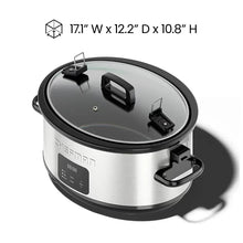 Stainless slow cooker with clear lid and side carry handles
