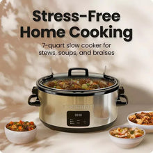 Stainless slow cooker with lid and front digital display