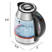 Electric kettle with water level and measurements, stainless steel and black