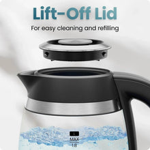 Electric kettle with lift-off lid design, black kettle and stainless lower body.