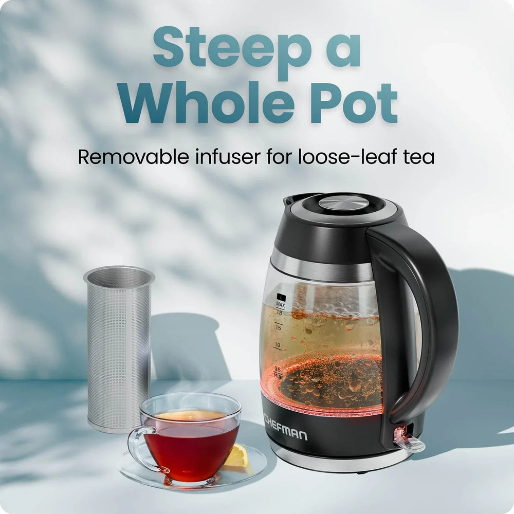 Chefman Fast-Boil 1.8L Electric Kettle, 1500W with Removable Tea Infuser - USA MEGA SHOP