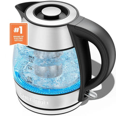 Chefman Rapid Boil 1.2L Electric Tea Kettle with Removable Lid - Stainless Steel