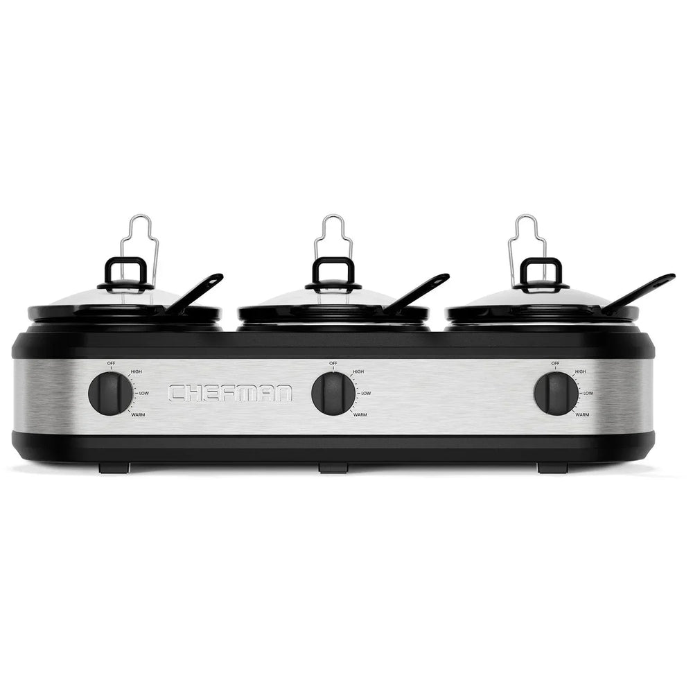 Chefman Stainless Steel Triple Slow Cooker & Buffet Server - USA MEGA SHOP