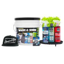 Chemical Guys Wash & Shine car cleaning kit with wash bottle, mitt, and brush set
