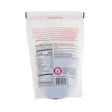 Back of dried cherries pouch with nutrition facts panel and ingredient text