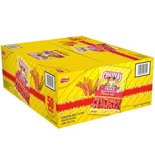 Yellow fries snack carton with Chester’s branding and 50 count, side panel visible