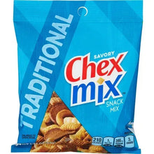 Savory snack mix pouch, blue front with logo and snack mix branding.